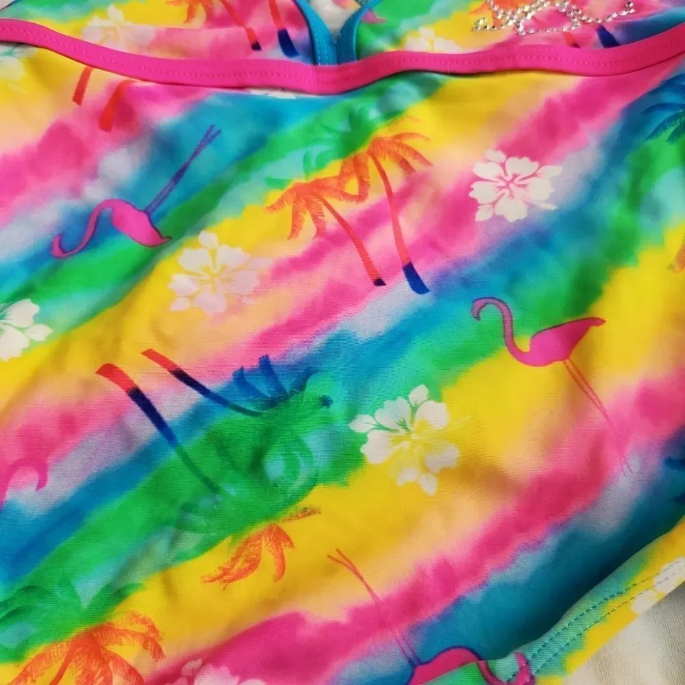 Angel Beach Girl's Size 12 One Piece Flamingo Bathing Suit